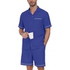 image:imagePrinStory Mens Pajamas Set Short Sleeve Sleepwear Pjs Lightweight TwoPieces Pajama Comfy Loungewear with Pockets S2XLRoyal Blue