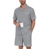 image:imagePrinStory Mens Pajamas Set Short Sleeve Sleepwear Pjs Lightweight TwoPieces Pajama Comfy Loungewear with Pockets S2XLSilver Gray