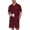 image:imagePrinStory Mens Pajamas Set Short Sleeve Sleepwear Pjs Lightweight TwoPieces Pajama Comfy Loungewear with Pockets S2XLWine Red