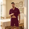 image:imagePrinStory Mens Pajamas Set Short Sleeve Sleepwear Pjs Lightweight TwoPieces Pajama Comfy Loungewear with Pockets S2XLWine Red