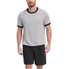image:imagePrinStory Mens Pajamas Set Short Sleeve Sleepwear Pjs Soft Nightwear 2 Piece Loungewear with Pockets S2XLLight Gray Black