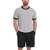 image:imagePrinStory Mens Pajamas Set Short Sleeve Sleepwear Pjs Soft Nightwear 2 Piece Loungewear with Pockets S2XLLight Gray Black