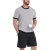image:imagePrinStory Mens Pajamas Set Short Sleeve Sleepwear Pjs Soft Nightwear 2 Piece Loungewear with Pockets S2XLLight Gray Black