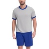 image:imagePrinStory Mens Pajamas Set Short Sleeve Sleepwear Pjs Soft Nightwear 2 Piece Loungewear with Pockets S2XLLight Gray Blue