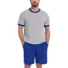 image:imagePrinStory Mens Pajamas Set Short Sleeve Sleepwear Pjs Soft Nightwear 2 Piece Loungewear with Pockets S2XLLight Gray Blue