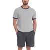 image:imagePrinStory Mens Pajamas Set Short Sleeve Sleepwear Pjs Soft Nightwear 2 Piece Loungewear with Pockets S2XLLight Gray Dark Gray