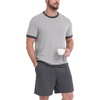 image:imagePrinStory Mens Pajamas Set Short Sleeve Sleepwear Pjs Soft Nightwear 2 Piece Loungewear with Pockets S2XLLight Gray Dark Gray