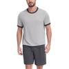 image:imagePrinStory Mens Pajamas Set Short Sleeve Sleepwear Pjs Soft Nightwear 2 Piece Loungewear with Pockets S2XLLight Gray Dark Gray