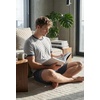 image:imagePrinStory Mens Pajamas Set Short Sleeve Sleepwear Pjs Soft Nightwear 2 Piece Loungewear with Pockets S2XLLight Gray Dark Gray