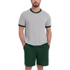 image:imagePrinStory Mens Pajamas Set Short Sleeve Sleepwear Pjs Soft Nightwear 2 Piece Loungewear with Pockets S2XLLight Gray Dark Green