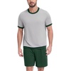 image:imagePrinStory Mens Pajamas Set Short Sleeve Sleepwear Pjs Soft Nightwear 2 Piece Loungewear with Pockets S2XLLight Gray Dark Green