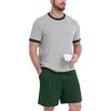 image:imagePrinStory Mens Pajamas Set Short Sleeve Sleepwear Pjs Soft Nightwear 2 Piece Loungewear with Pockets S2XLLight Gray Dark Green
