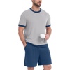 image:imagePrinStory Mens Pajamas Set Short Sleeve Sleepwear Pjs Soft Nightwear 2 Piece Loungewear with Pockets S2XLLight Gray Gray Blue