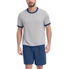 image:imagePrinStory Mens Pajamas Set Short Sleeve Sleepwear Pjs Soft Nightwear 2 Piece Loungewear with Pockets S2XLLight Gray Gray Blue