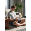 image:imagePrinStory Mens Pajamas Set Short Sleeve Sleepwear Pjs Soft Nightwear 2 Piece Loungewear with Pockets S2XLLight Gray Gray Blue