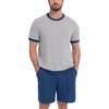 image:imagePrinStory Mens Pajamas Set Short Sleeve Sleepwear Pjs Soft Nightwear 2 Piece Loungewear with Pockets S2XLLight Gray Gray Blue