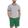 image:imagePrinStory Mens Pajamas Set Short Sleeve Sleepwear Pjs Soft Nightwear 2 Piece Loungewear with Pockets S2XLLight Gray Green