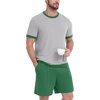 image:imagePrinStory Mens Pajamas Set Short Sleeve Sleepwear Pjs Soft Nightwear 2 Piece Loungewear with Pockets S2XLLight Gray Green