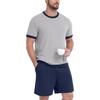 image:imagePrinStory Mens Pajamas Set Short Sleeve Sleepwear Pjs Soft Nightwear 2 Piece Loungewear with Pockets S2XLLight Gray Navy