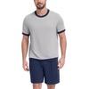 image:imagePrinStory Mens Pajamas Set Short Sleeve Sleepwear Pjs Soft Nightwear 2 Piece Loungewear with Pockets S2XLLight Gray Navy