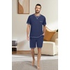 image:imagePrinStory Mens Pajamas Set Sleepwear Lightweight Short Sleeve Shirts and Shorts Soft 2 Piece Lounge Set Cozy Nightwear