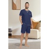 image:imagePrinStory Mens Pajamas Set Sleepwear Lightweight Short Sleeve Shirts and Shorts Soft 2 Piece Lounge Set Cozy Nightwear