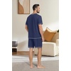 image:imagePrinStory Mens Pajamas Set Sleepwear Lightweight Short Sleeve Shirts and Shorts Soft 2 Piece Lounge Set Cozy Nightwear