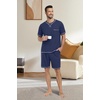 image:imagePrinStory Mens Pajamas Set Sleepwear Lightweight Short Sleeve Shirts and Shorts Soft 2 Piece Lounge Set Cozy Nightwear