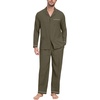 image:imagePrinStory Mens Pajamas Set Sleepwear Pjs Lightweight Long Sleeve Button Down Notched Collar Pajama Comfy Sleep Sets S2XL1army Green