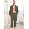 image:imagePrinStory Mens Pajamas Set Sleepwear Pjs Lightweight Long Sleeve Button Down Notched Collar Pajama Comfy Sleep Sets S2XL1army Green