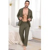 image:imagePrinStory Mens Pajamas Set Sleepwear Pjs Lightweight Long Sleeve Button Down Notched Collar Pajama Comfy Sleep Sets S2XL1army Green