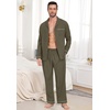 image:imagePrinStory Mens Pajamas Set Sleepwear Pjs Lightweight Long Sleeve Button Down Notched Collar Pajama Comfy Sleep Sets S2XL1army Green