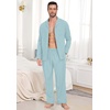 image:imagePrinStory Mens Pajamas Set Sleepwear Pjs Lightweight Long Sleeve Button Down Notched Collar Pajama Comfy Sleep Sets S2XL2cyan Blue
