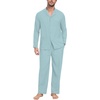 image:imagePrinStory Mens Pajamas Set Sleepwear Pjs Lightweight Long Sleeve Button Down Notched Collar Pajama Comfy Sleep Sets S2XL2cyan Blue