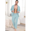 image:imagePrinStory Mens Pajamas Set Sleepwear Pjs Lightweight Long Sleeve Button Down Notched Collar Pajama Comfy Sleep Sets S2XL2cyan Blue