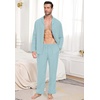 image:imagePrinStory Mens Pajamas Set Sleepwear Pjs Lightweight Long Sleeve Button Down Notched Collar Pajama Comfy Sleep Sets S2XL2cyan Blue