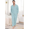 image:imagePrinStory Mens Pajamas Set Sleepwear Pjs Lightweight Long Sleeve Button Down Notched Collar Pajama Comfy Sleep Sets S2XL2cyan Blue