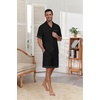 image:imagePrinStory Mens Pajamas Set Sleepwear Pjs Lightweight Short Sleeve Pajama 2 Piece Comfy Loungewear with Pockets S2XLBlack