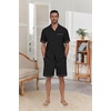image:imagePrinStory Mens Pajamas Set Sleepwear Pjs Lightweight Short Sleeve Pajama 2 Piece Comfy Loungewear with Pockets S2XLBlack