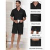 image:imagePrinStory Mens Pajamas Set Sleepwear Pjs Lightweight Short Sleeve Pajama 2 Piece Comfy Loungewear with Pockets S2XLBlack
