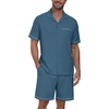 image:imagePrinStory Mens Pajamas Set Sleepwear Pjs Lightweight Short Sleeve Pajama 2 Piece Comfy Loungewear with Pockets S2XLDark Cyan