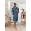 image:imagePrinStory Mens Pajamas Set Sleepwear Pjs Lightweight Short Sleeve Pajama 2 Piece Comfy Loungewear with Pockets S2XLDark Cyan