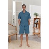 image:imagePrinStory Mens Pajamas Set Sleepwear Pjs Lightweight Short Sleeve Pajama 2 Piece Comfy Loungewear with Pockets S2XLDark Cyan