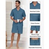 image:imagePrinStory Mens Pajamas Set Sleepwear Pjs Lightweight Short Sleeve Pajama 2 Piece Comfy Loungewear with Pockets S2XLDark Cyan