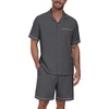 image:imagePrinStory Mens Pajamas Set Sleepwear Pjs Lightweight Short Sleeve Pajama 2 Piece Comfy Loungewear with Pockets S2XLDark Gray