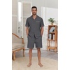image:imagePrinStory Mens Pajamas Set Sleepwear Pjs Lightweight Short Sleeve Pajama 2 Piece Comfy Loungewear with Pockets S2XLDark Gray