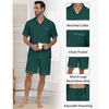 image:imagePrinStory Mens Pajamas Set Sleepwear Pjs Lightweight Short Sleeve Pajama 2 Piece Comfy Loungewear with Pockets S2XLDark Green