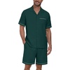 image:imagePrinStory Mens Pajamas Set Sleepwear Pjs Lightweight Short Sleeve Pajama 2 Piece Comfy Loungewear with Pockets S2XLDark Green