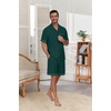 image:imagePrinStory Mens Pajamas Set Sleepwear Pjs Lightweight Short Sleeve Pajama 2 Piece Comfy Loungewear with Pockets S2XLDark Green