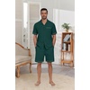 image:imagePrinStory Mens Pajamas Set Sleepwear Pjs Lightweight Short Sleeve Pajama 2 Piece Comfy Loungewear with Pockets S2XLDark Green